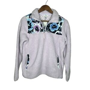 Vera Bradley Teddy Fleece Pocket Pullover Plum Pansies